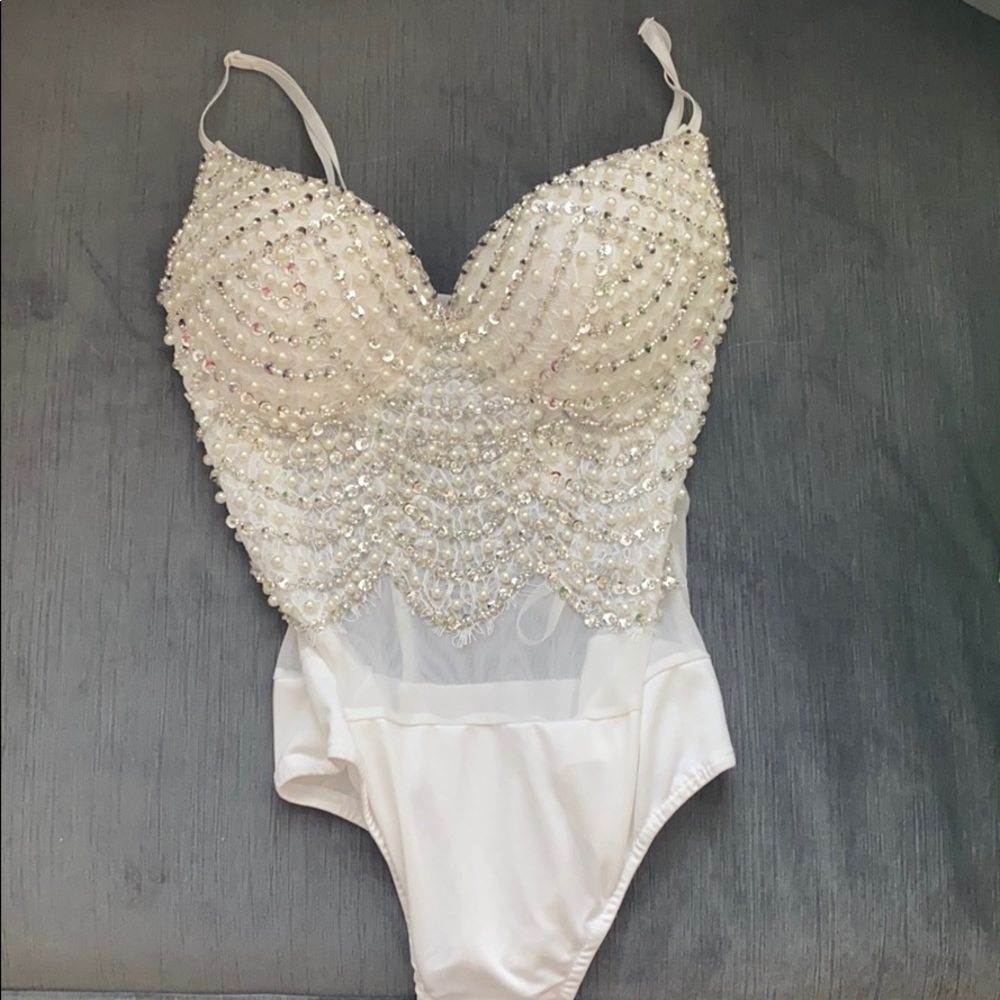 Windsor white rhinestone bodysuit